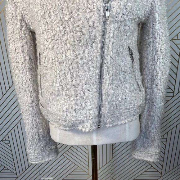 Anthropologie Elevenses Northland Moto Jacket Sweater Knit Cream Size Small - Picture 4 of 8